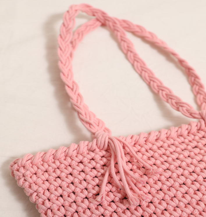 Tassel cotton woven bag colorful woven beach bag