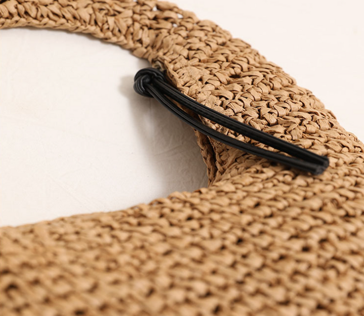 Solid color hand-held straw bag summer beach bag