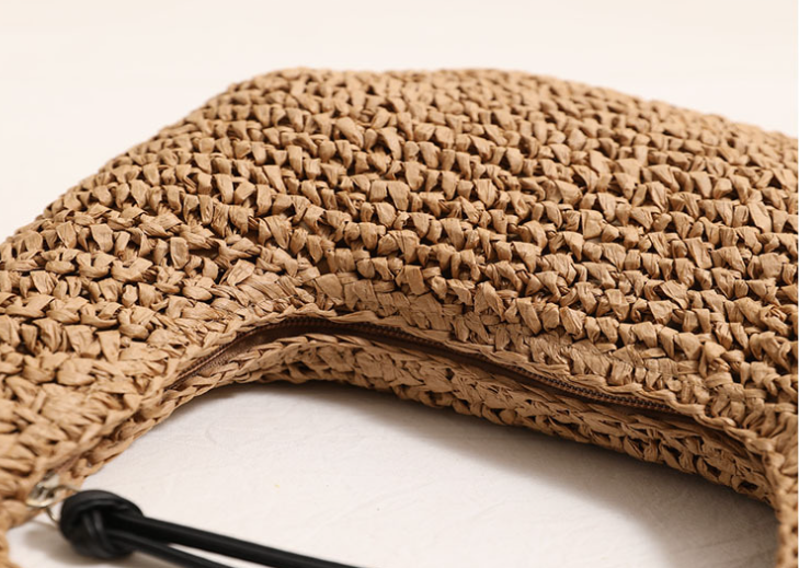 Solid color hand-held straw bag summer beach bag