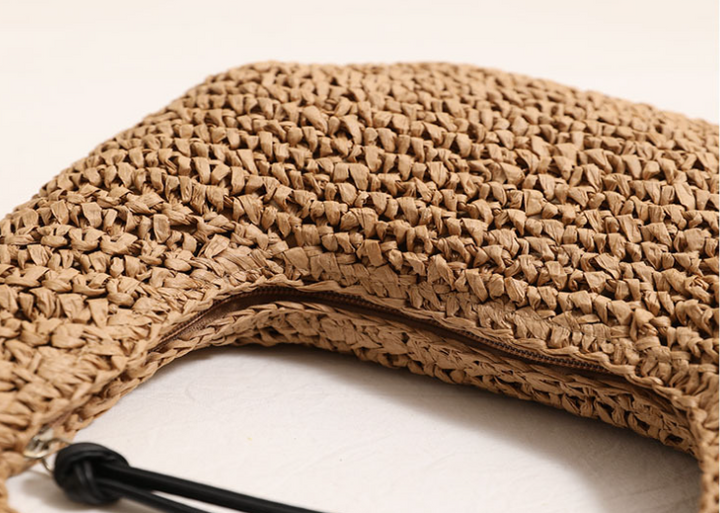 Solid color hand-held straw bag summer beach bag