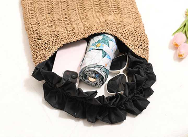 Fungus lace straw bag seaside holiday beach bag