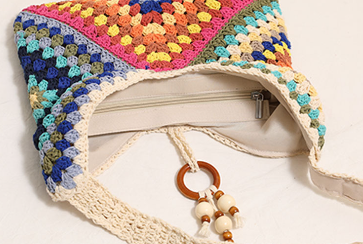 Ethnic style one-shoulder cotton woven bag