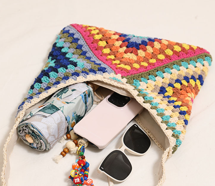 Ethnic style one-shoulder cotton woven bag