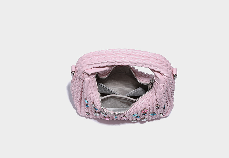 Niche design pleated cloud bag diamond handbag