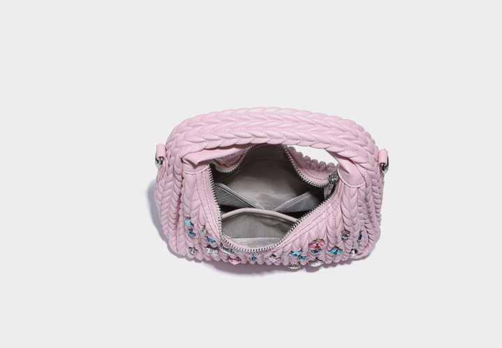 Niche design pleated cloud bag diamond handbag
