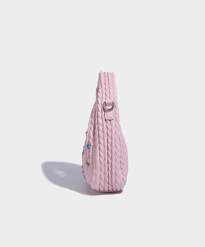 Niche design pleated cloud bag diamond handbag