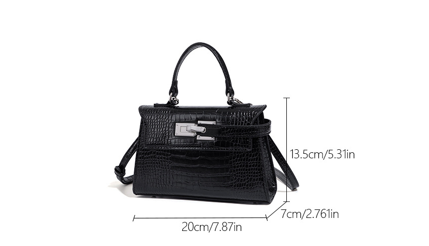 Kelly bag crocodile pattern versatile handbag