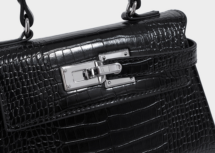 Kelly bag crocodile pattern versatile handbag