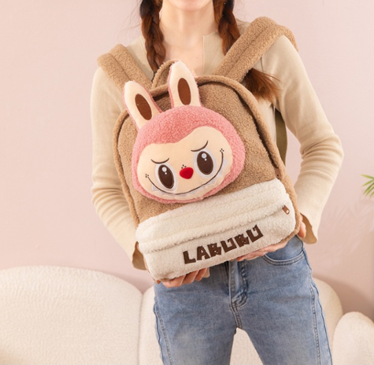 Labubu cartoon plush bag lamb wool labubu backpack