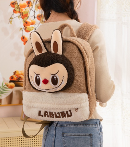 Labubu cartoon plush bag lamb wool labubu backpack