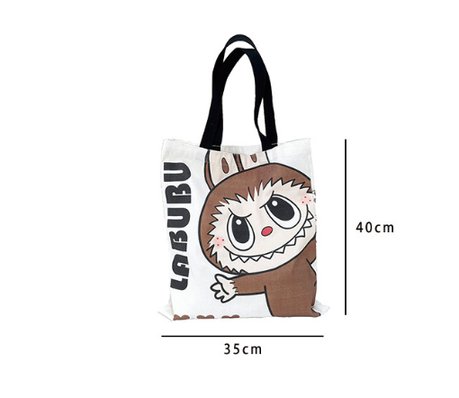 Labubu canvas shoulder bag large capacity tote bag