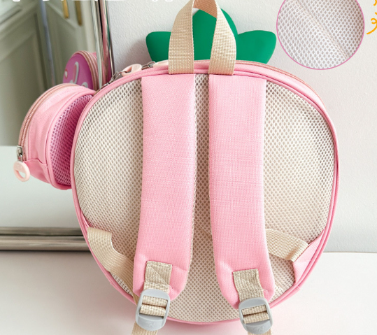 Cute strawberry shape choolbag children's fruit backpack