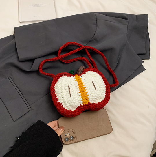 Handmade Crocheted Apple Mini Cute crossbody bag