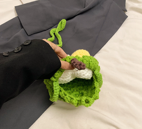 Handmade crochet durian shoulder bag cute mini fruit handbag