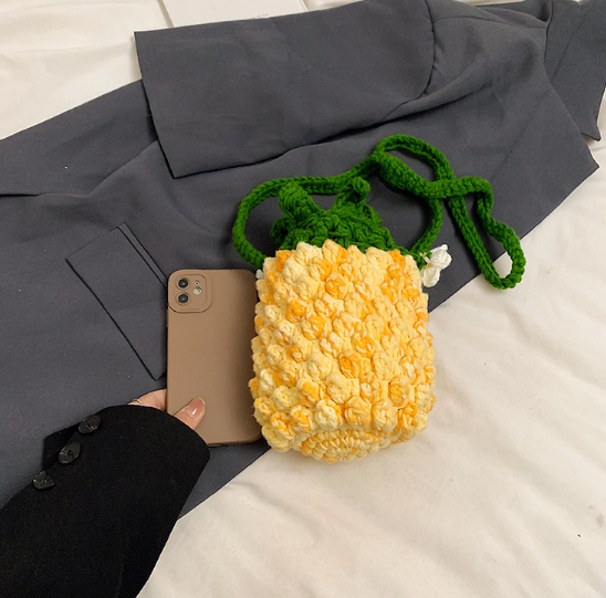 Handmade crochet pineapple mini crossbody bag