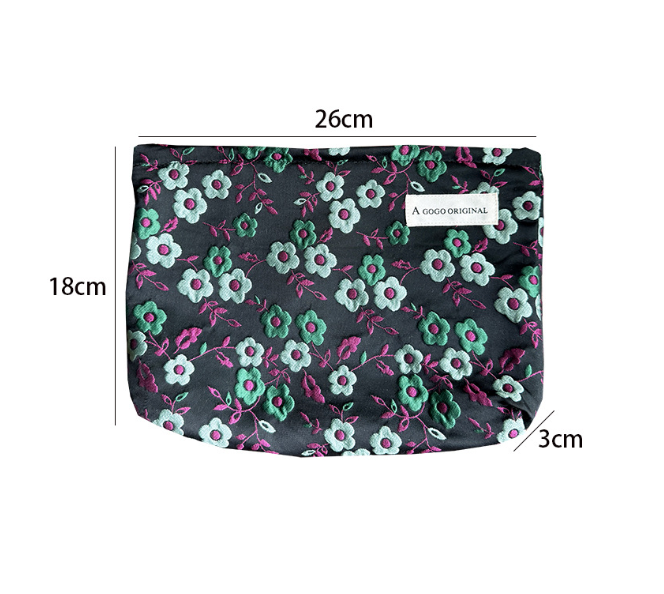 Flower Embroidered cosmetic bag travel storage bag