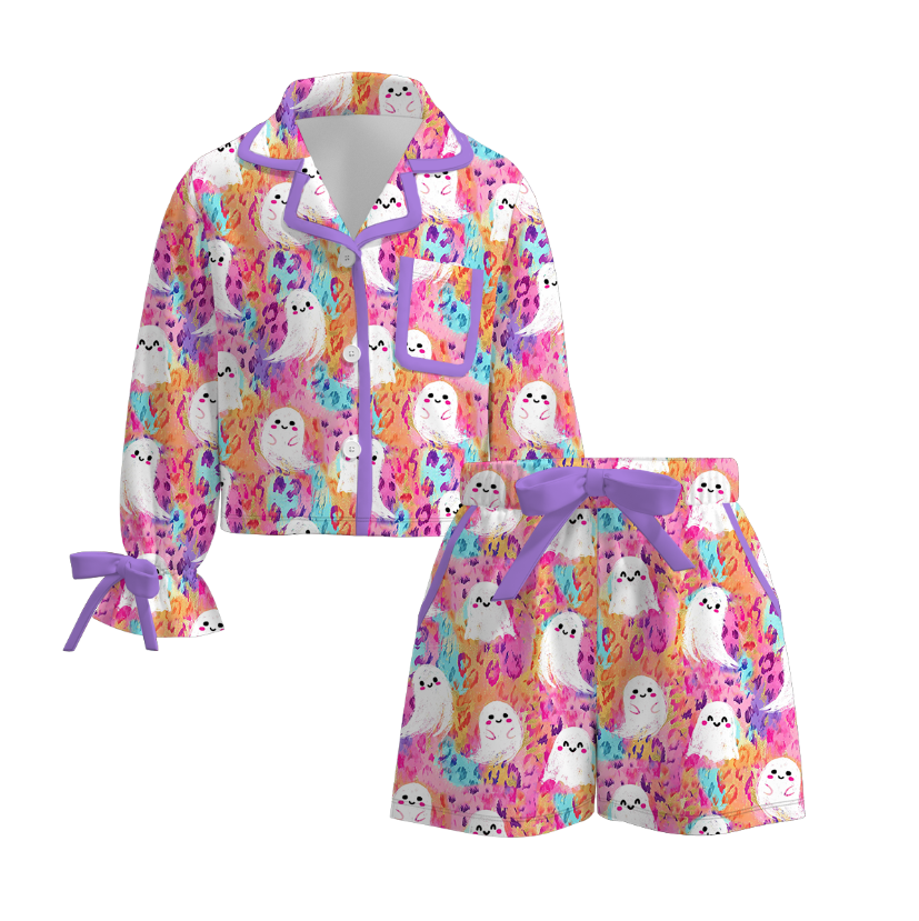 Halloween satin silk bow tie pajamas for girls women