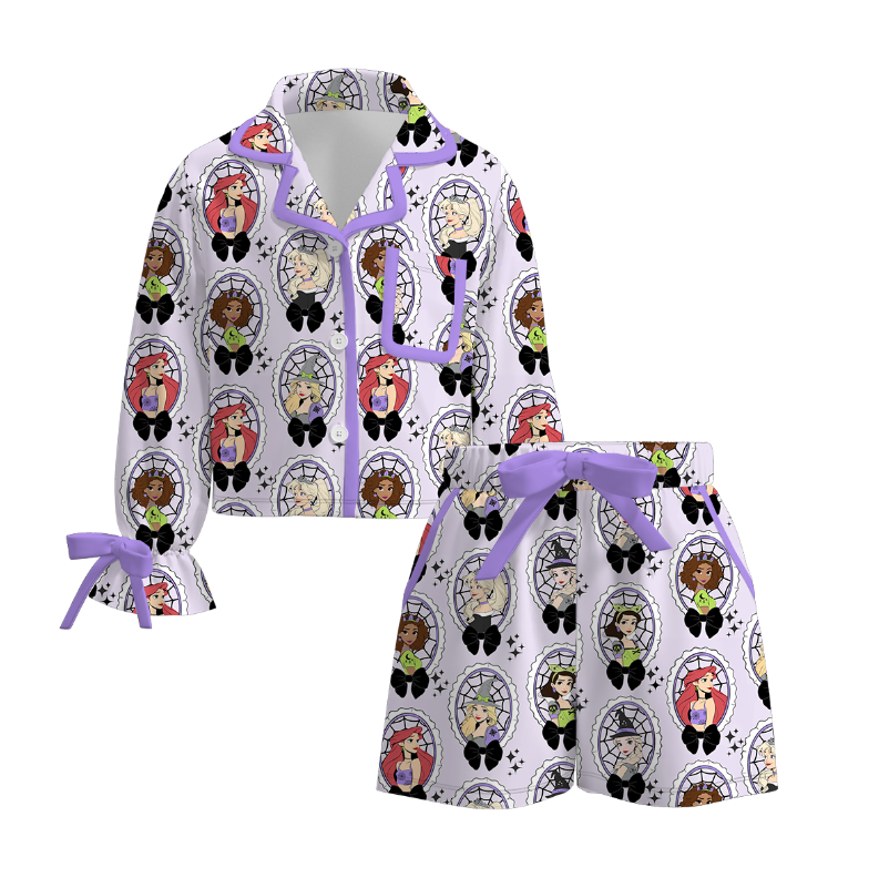 Halloween satin silk bow tie pajamas for girls women