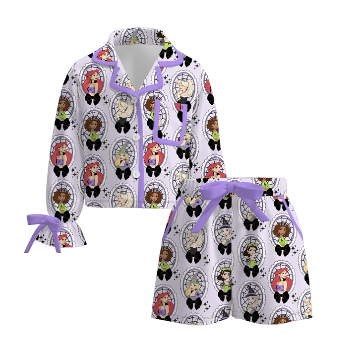 Halloween satin silk bow tie pajamas for girls women