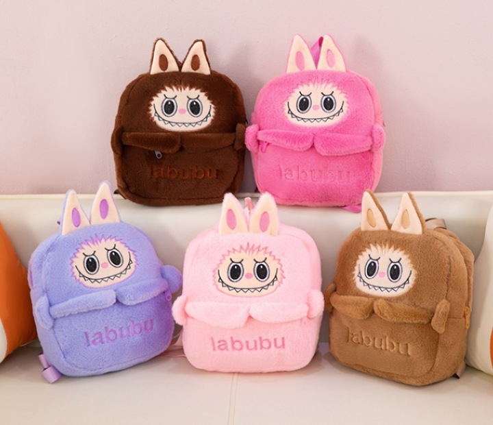 Cartoon labubu furry backpack children's plush backpack