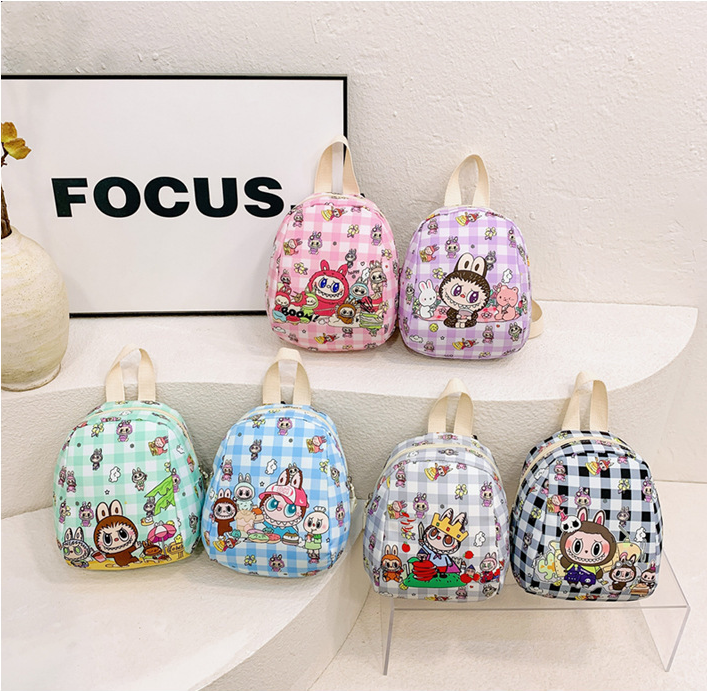 Cute children's kindergarten schoolbags with labubu printed