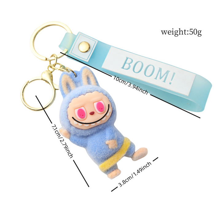 Flocking Yoga labubu keychain Labubu pendant cute gift