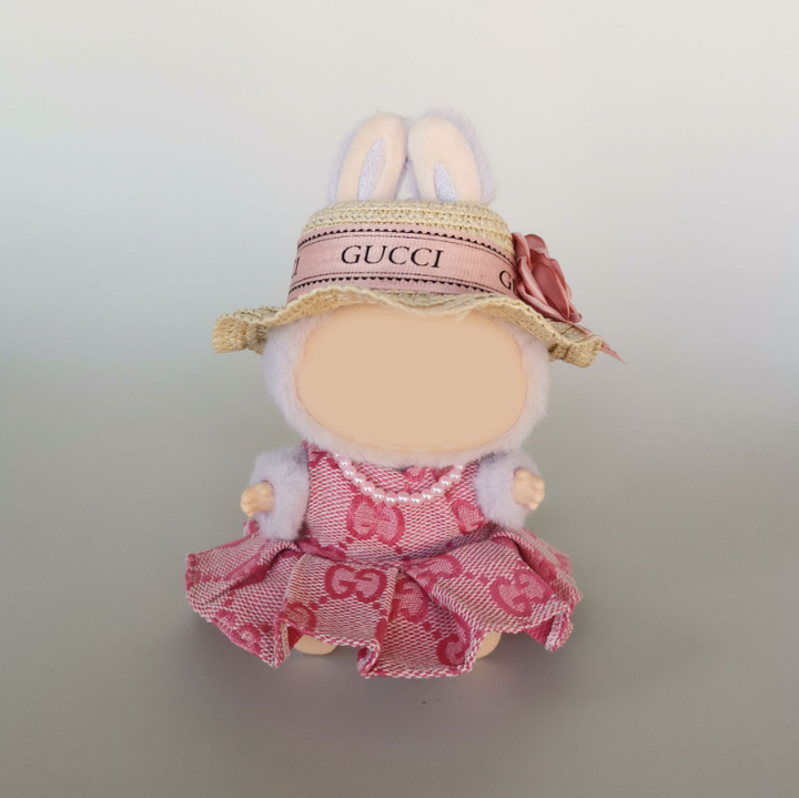 Labubu designer dress&hat set dolls clothes