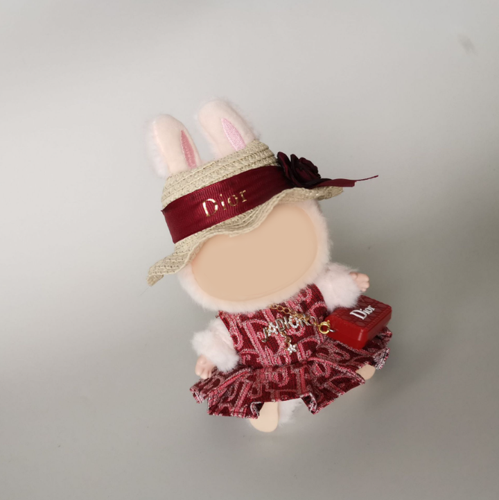 Labubu designer dress&hat set dolls clothes