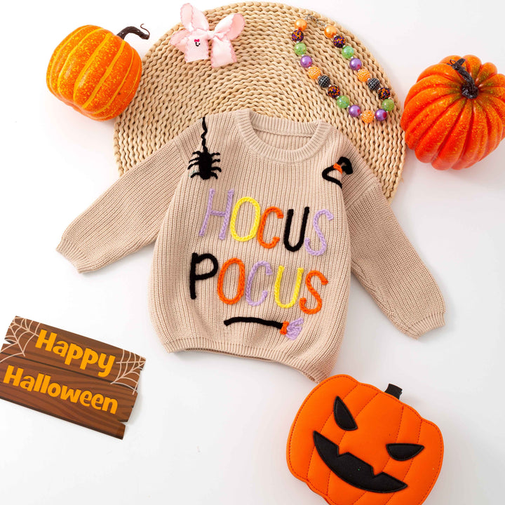 Bow boo Embroidered  Halloween knitted Sweater
