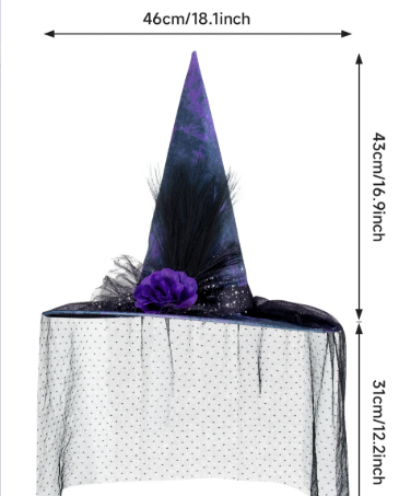 Halloween Mesh Witch Hat Festival Witch Hat