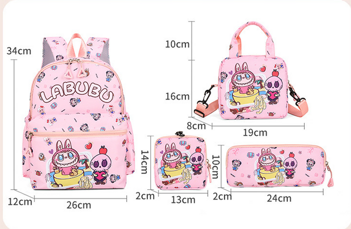 Labubu backpack light weight backpack 4pcs set