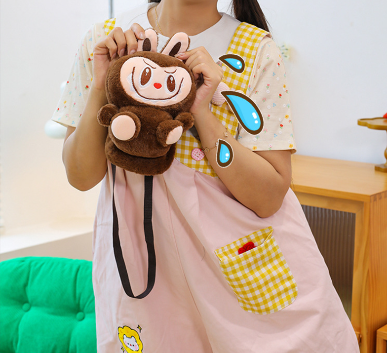 Labubu doll plush small bag cartoon labubu mobile phone bag