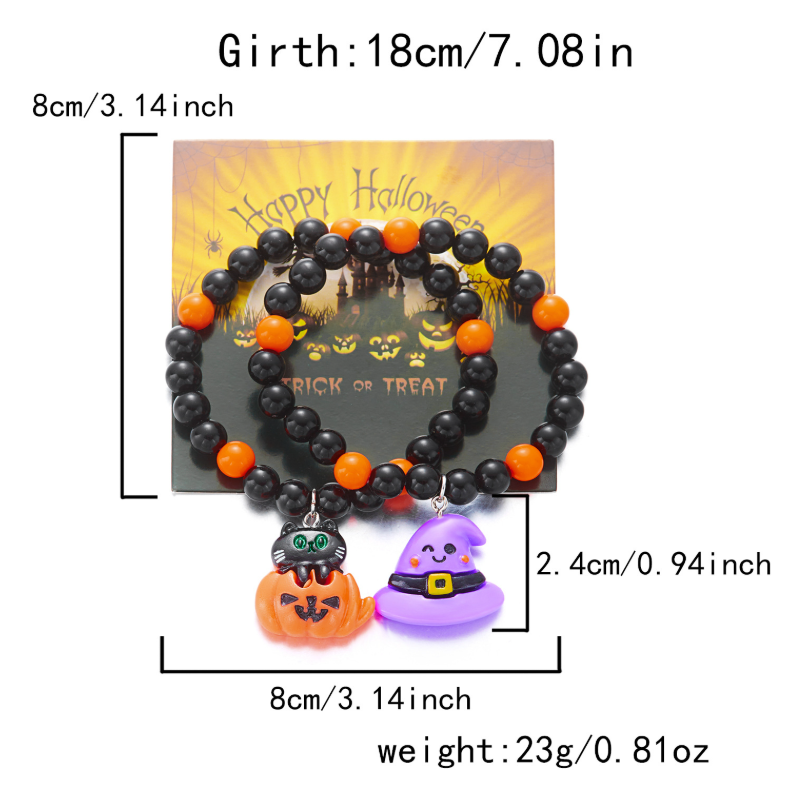Halloween beaded pumpkin ghost layered bracelet