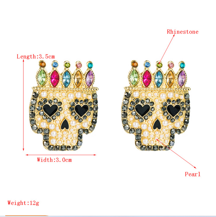 Halloween Alloy diamond crown skull earrings halloween gifts