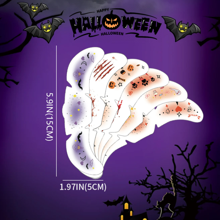 Halloween Temporary face make up Tattoo Stickers-6 Sheets
