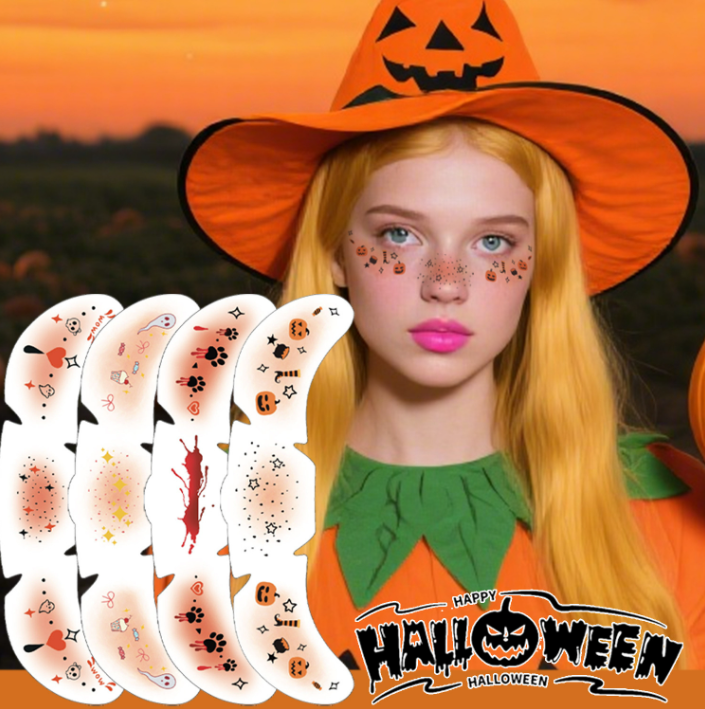 Halloween Temporary face make up Tattoo Stickers-6 Sheets