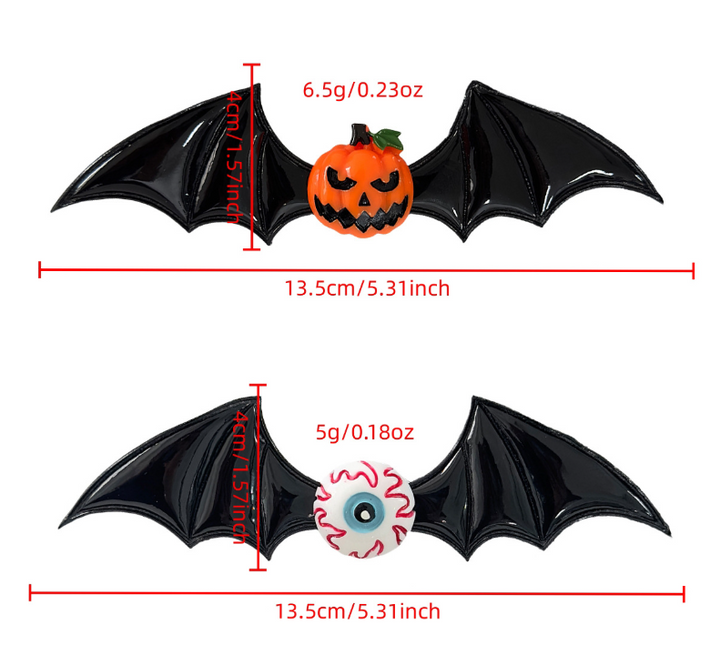 Halloween dark magic devil bat wings hair clip