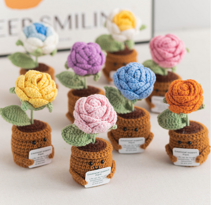 Handmade crochet rose flower ornaments-emotional support