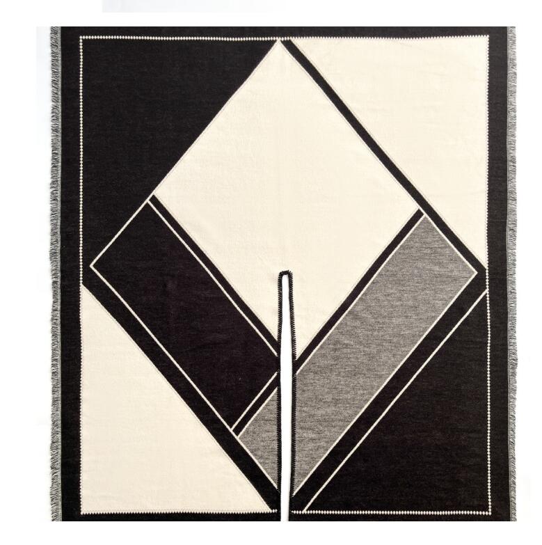 Imitation cashmere Raw edge tassels warm shawl