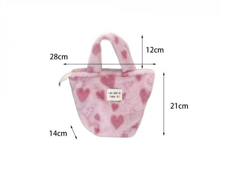 Plush furry small handbag for winter