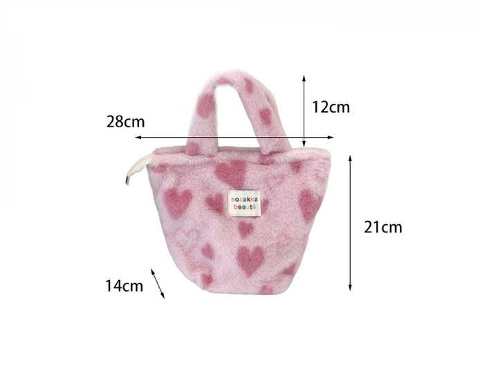 Plush furry small handbag for winter