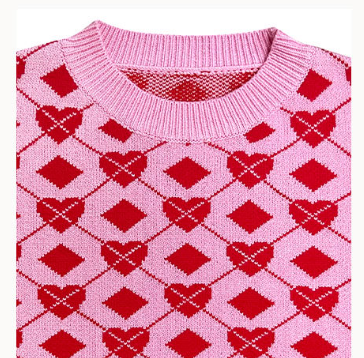 Valentine's Day Round Neck Pullover Heart sweater