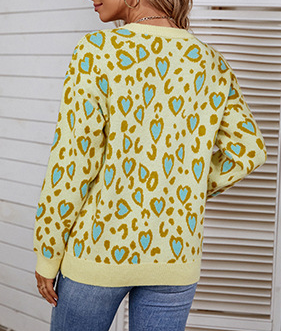 Valentine's Color-blocked heart pullover sweater for women