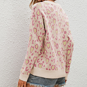 Valentine's Color-blocked heart pullover sweater for women