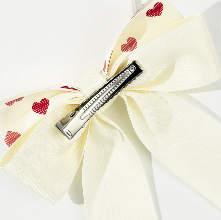 Valentine's Heart ribbon bow hair clip sweet girl hair clip