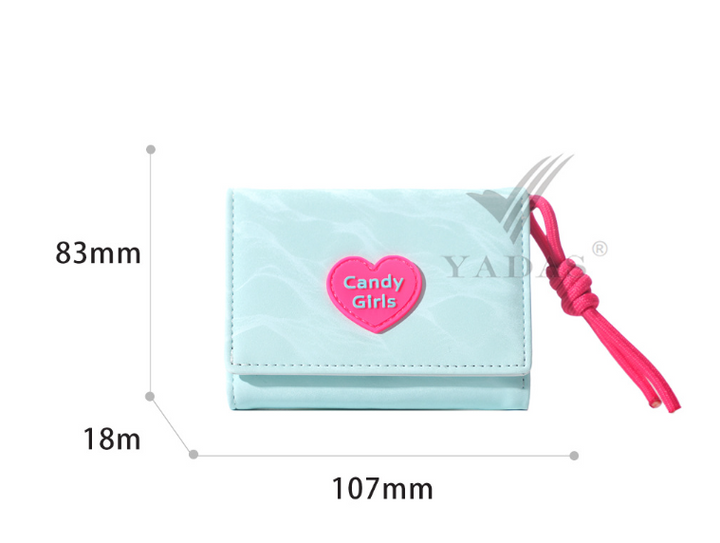 Candy girl PU leather tri-fold coin purse wallet