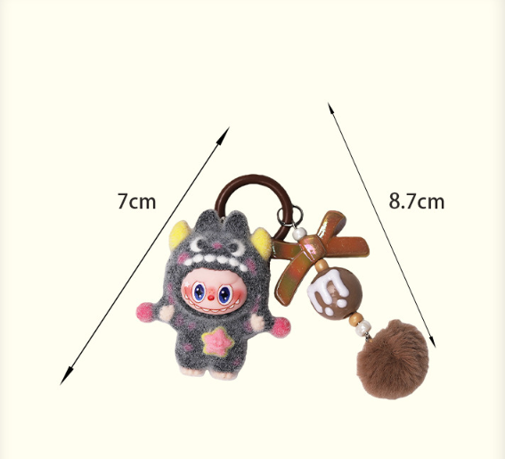 Flocked polka dot monster rabbit keychains bag charms
