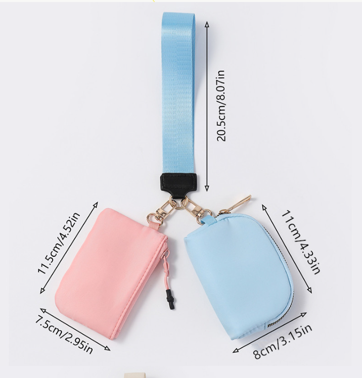 Dual Pouch Wristlet Portable Mini Coin Purse-white