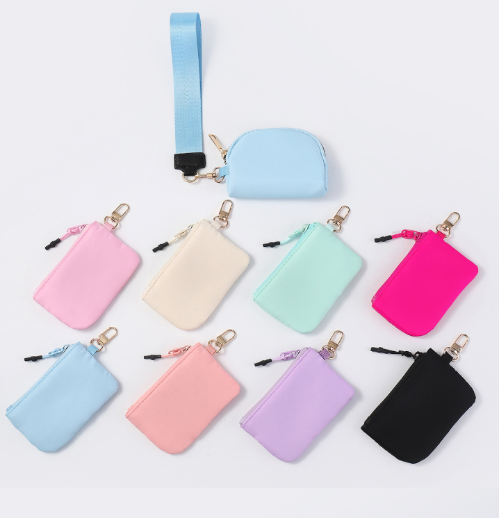 Dual Pouch Wristlet Portable Mini Coin Purse-blue