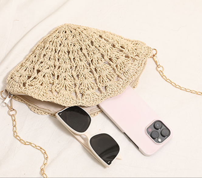 Shell Crossbody Straw Bag Beach Vacation Bag